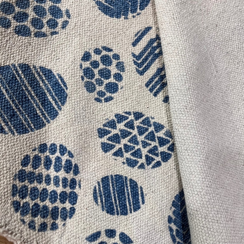 Shabby Chic Set of 4 Placemats Blue Beige Geometric Egg Pattern Farmhouse 13x19 - Picture 4 of 4